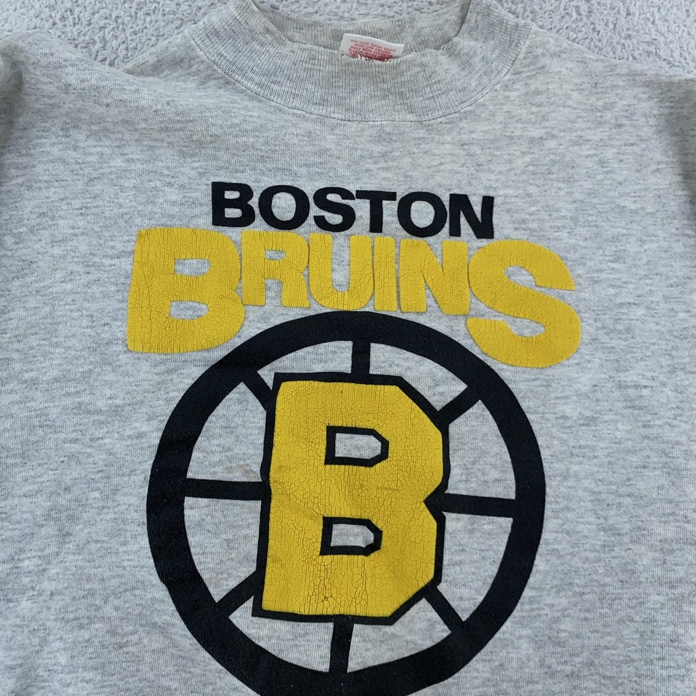 Vintage Boston Bruins‎ Sweatshirt Mens S/M Gray NHL Hockey Hanes Made USA 90s